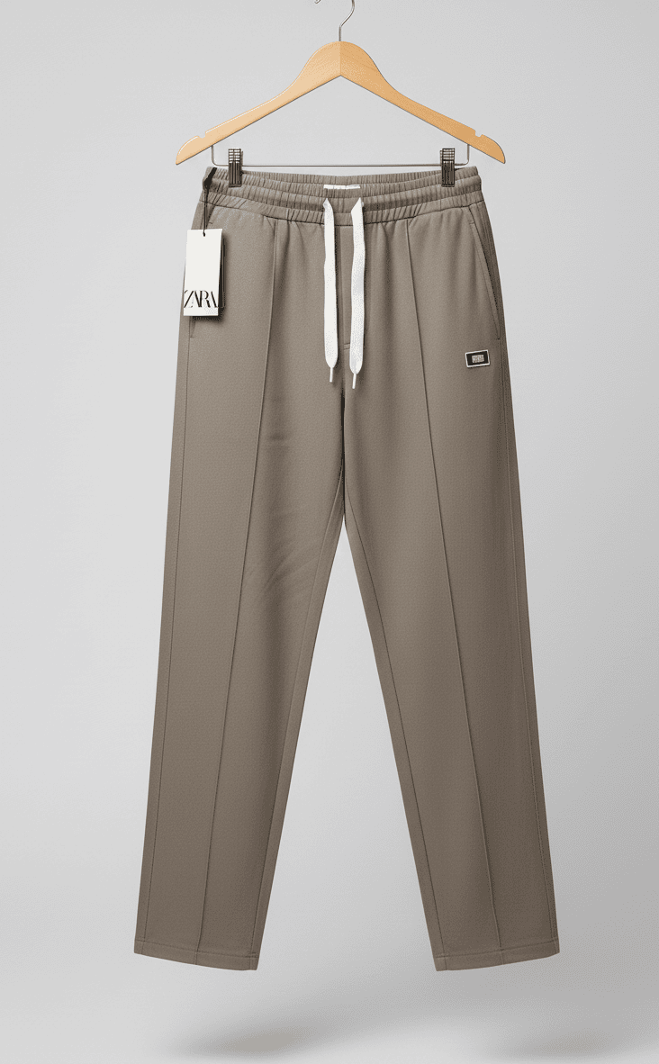 ZARA Cotton Trouser Pants Taupe Brown