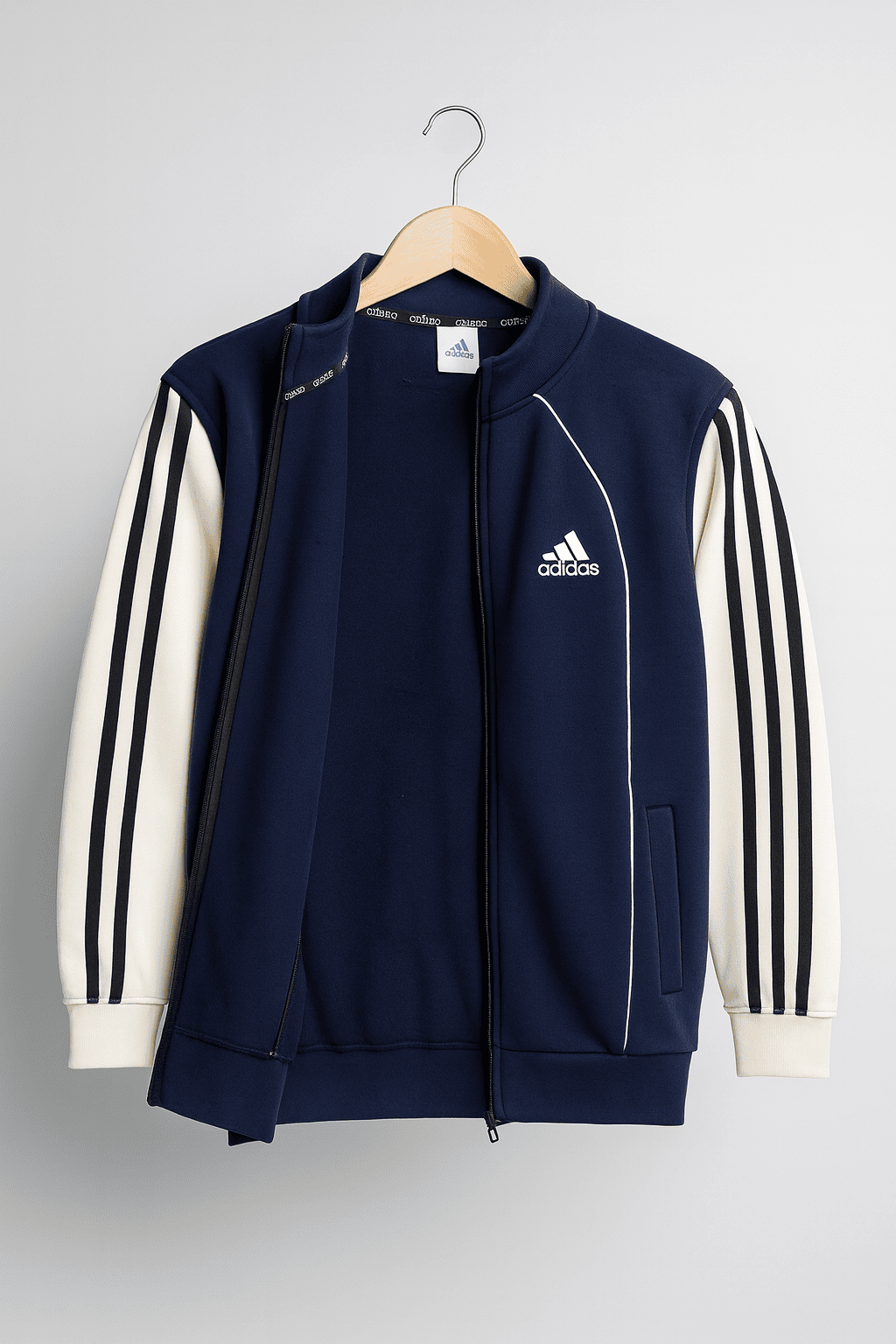 FULL ZIPPER SWEATSHIRT ADIDAS - NAVY BLUE TRACK JACKET - Image 2
