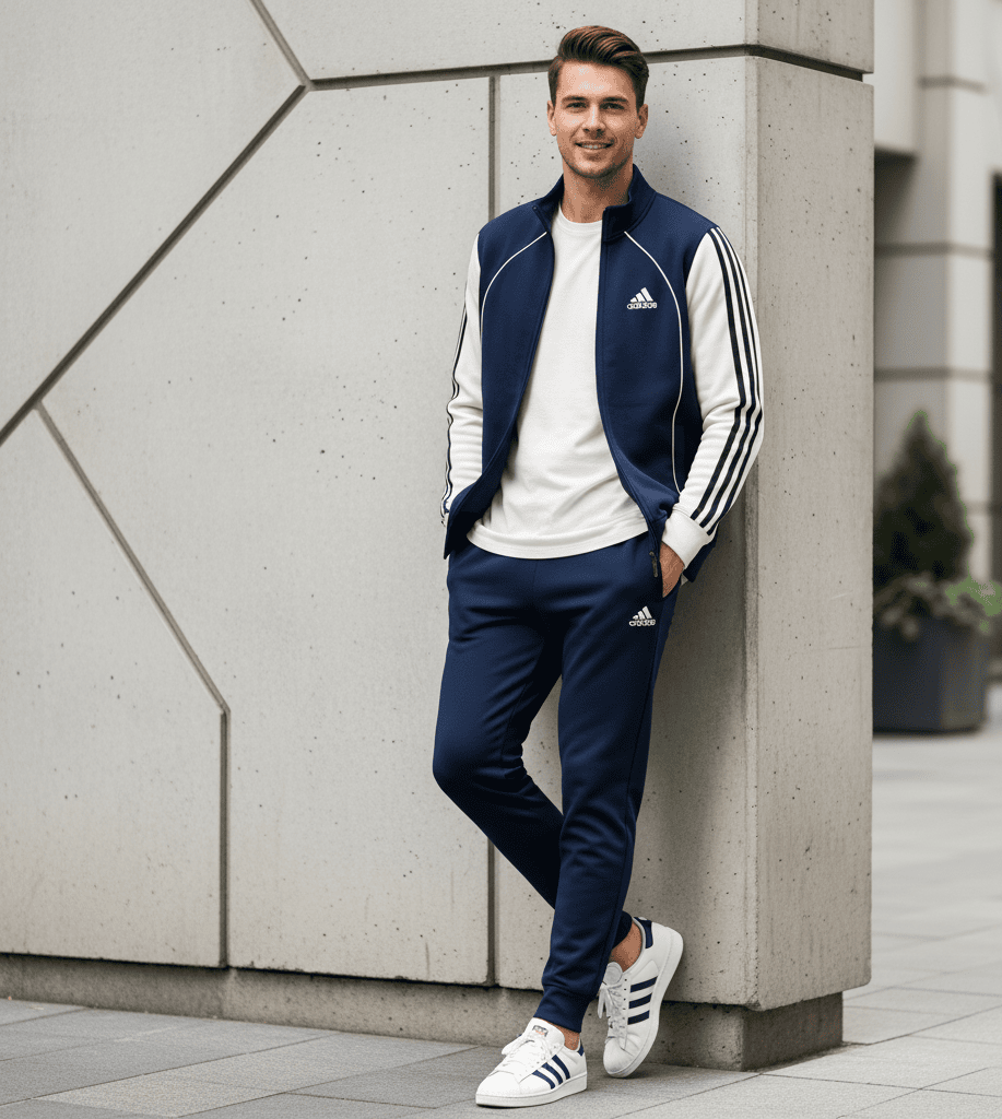 FULL ZIPPER SWEATSHIRT ADIDAS - NAVY BLUE TRACK JACKET - Image 4