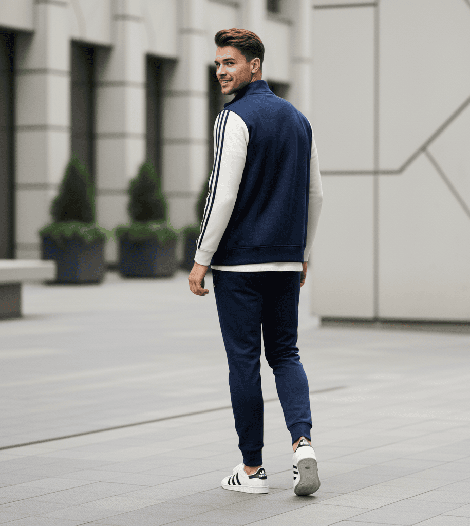 FULL ZIPPER SWEATSHIRT ADIDAS - NAVY BLUE TRACK JACKET - Image 5