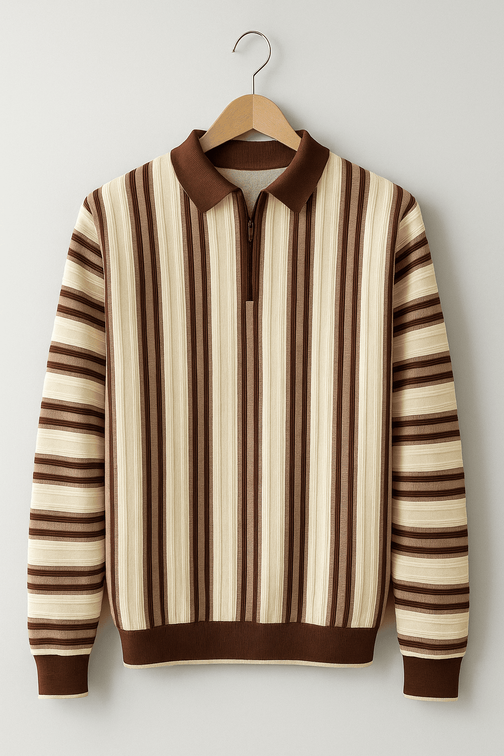 HALF ZIP LINING OLD MONEY SWEATSHIRT - COCOA BROWN