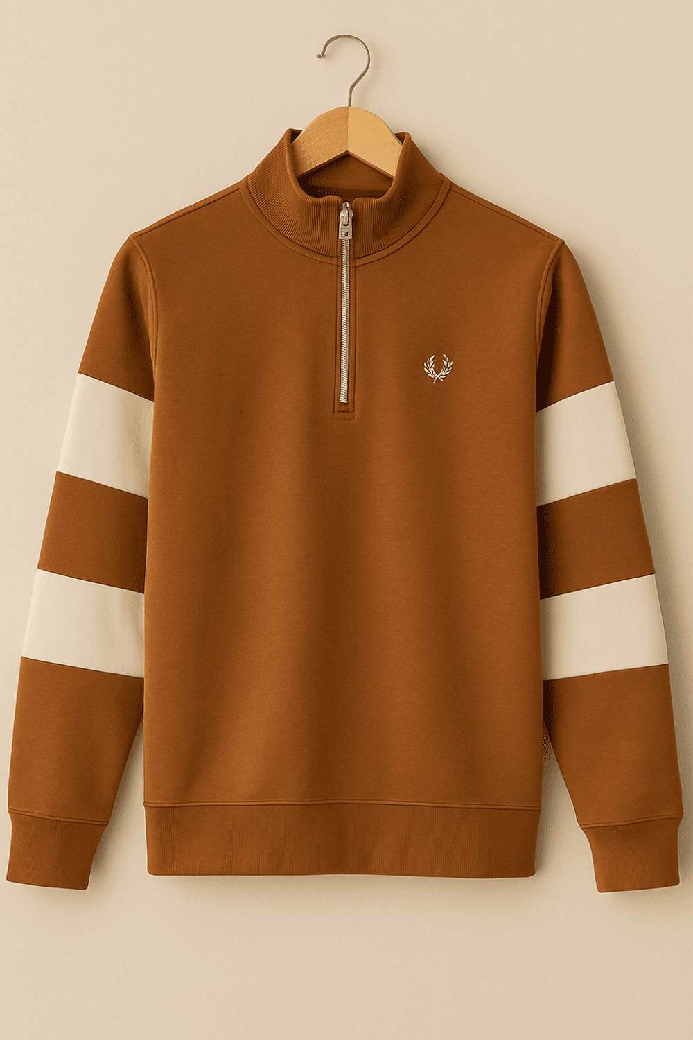 FRED PERRY HALF ZIP SWEATSHIRT | Brown